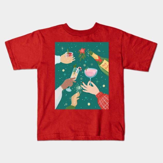 Christmas Cheers Kids T-Shirt by Petras